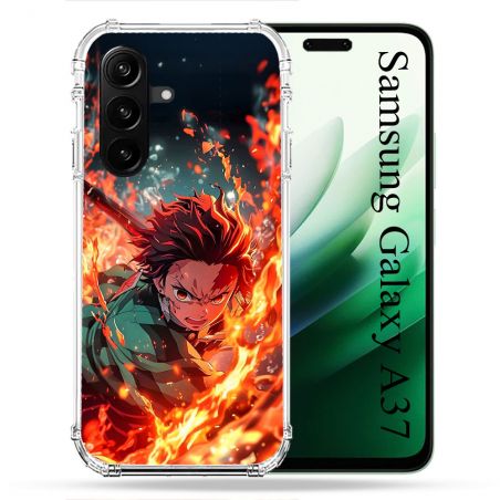 Coque Renforcée Pour Samsung Galaxy A37 5G Manga Demon Slayer Tanjiro Feu