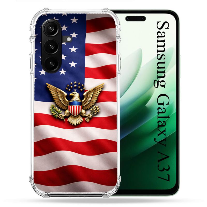 Coque Renforcée Pour Samsung Galaxy A37 5G Voyage Drapeau USA Etats Unis