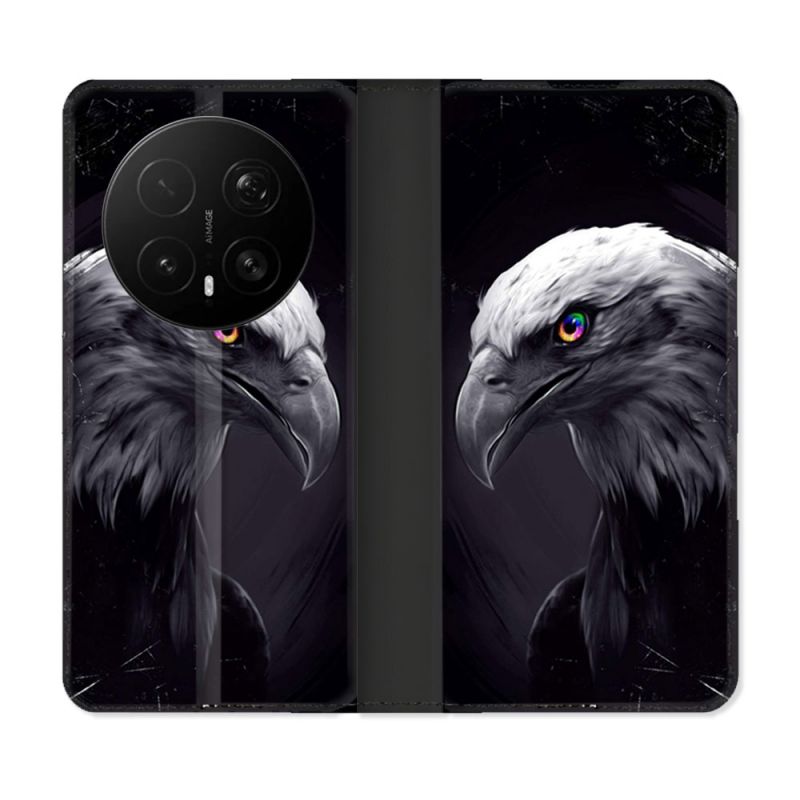 Housse Cuir Portefeuille Pour Honor Magic 8 Pro 5G Animal Aigle Royal Noir