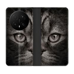 Housse Cuir Portefeuille Pour Honor Magic 8 Pro 5G Animal Chat Gris
