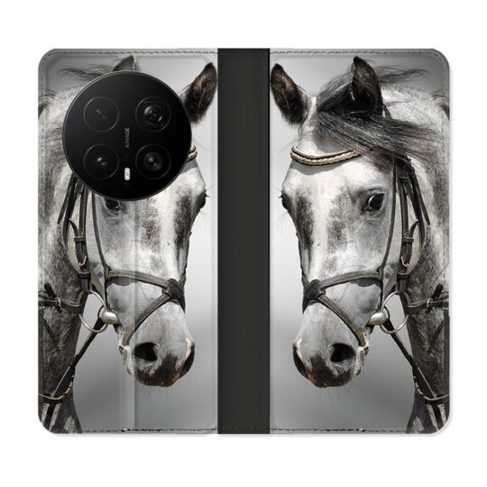 Housse Cuir Portefeuille Pour Honor Magic 8 Pro 5G Animal Cheval Blanc