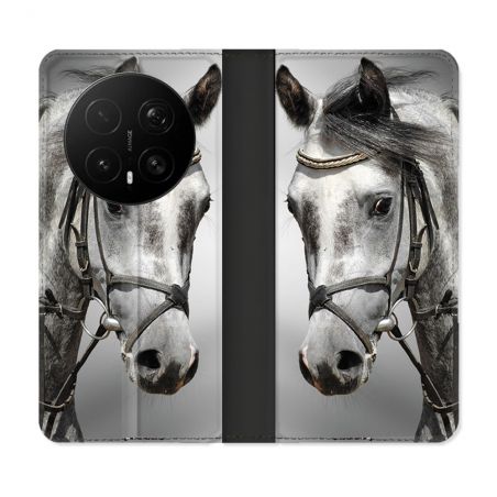 Housse Cuir Portefeuille Pour Honor Magic 8 Pro 5G Animal Cheval Blanc