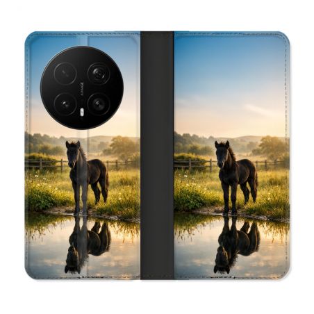 Housse Cuir Portefeuille Pour Honor Magic 8 Pro 5G Animal Cheval Reflet
