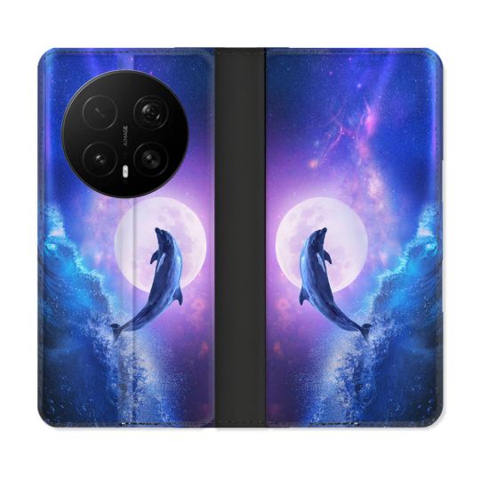 Housse Cuir Portefeuille Pour Honor Magic 8 Pro 5G Animal Dauphin Vague