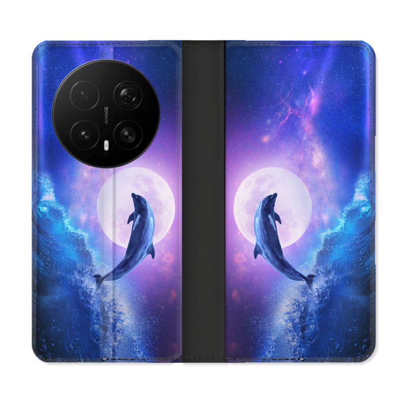Housse Cuir Portefeuille Pour Honor Magic 8 Pro 5G Animal Dauphin Vague