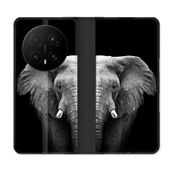 Housse Cuir Portefeuille Pour Honor Magic 8 Pro 5G Animal Elephant Noir