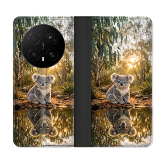 Housse Cuir Portefeuille Pour Honor Magic 8 Pro 5G Animal Koala Reflet