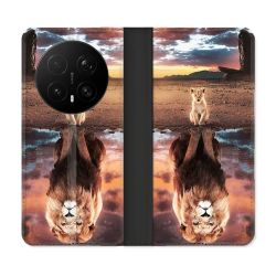 Housse Cuir Portefeuille Pour Honor Magic 8 Pro 5G Animal Lion Reflet