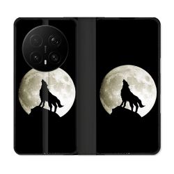 Housse Cuir Portefeuille Pour Honor Magic 8 Pro 5G Animal Loup Noir