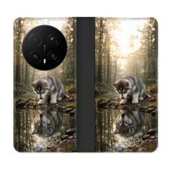 Housse Cuir Portefeuille Pour Honor Magic 8 Pro 5G Animal Loup Reflet