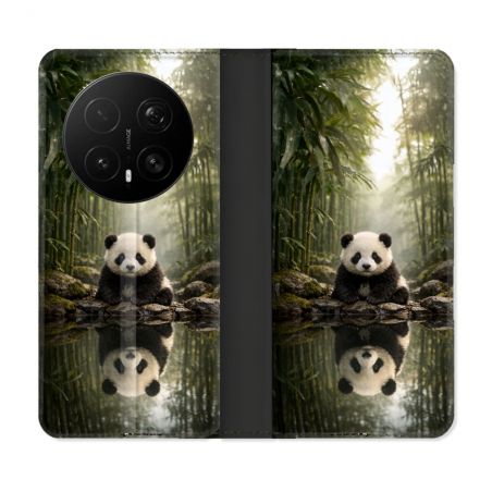 Housse Cuir Portefeuille Pour Honor Magic 8 Pro 5G Animal Panda Reflet