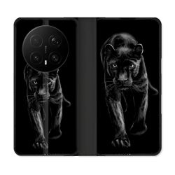 Housse Cuir Portefeuille Pour Honor Magic 8 Pro 5G Animal Panthère Noire