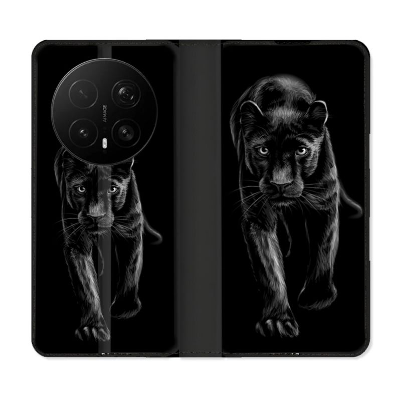 Housse Cuir Portefeuille Pour Honor Magic 8 Pro 5G Animal Panthère Noire