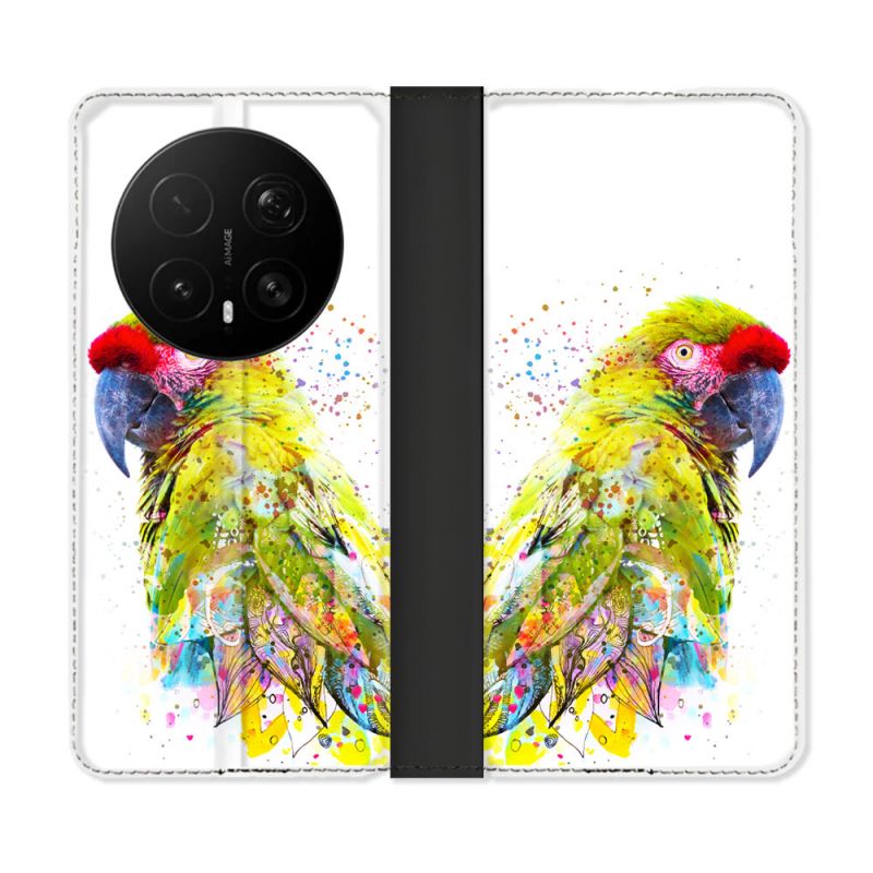 Housse Cuir Portefeuille Pour Honor Magic 8 Pro 5G Animal Perroquet Jaune