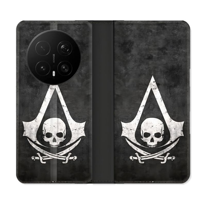 Housse Cuir Portefeuille Pour Honor Magic 8 Pro 5G Assassin Creed Tete Mort