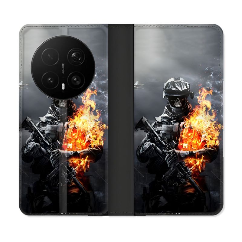 Housse Cuir Portefeuille Pour Honor Magic 8 Pro 5G Call Of Duty Squelette