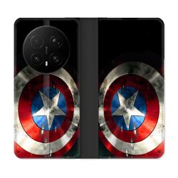 Housse Cuir Portefeuille Pour Honor Magic 8 Pro 5G Captain America Bouclier