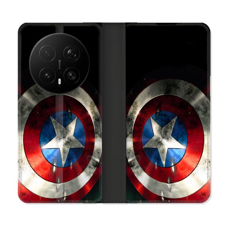 Housse Cuir Portefeuille Pour Honor Magic 8 Pro 5G Captain America Bouclier