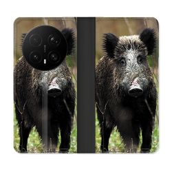 Housse Cuir Portefeuille Pour Honor Magic 8 Pro 5G Chasse Sanglier bois
