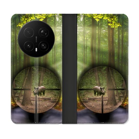 Housse Cuir Portefeuille Pour Honor Magic 8 Pro 5G Chasse Sanglier Viseur