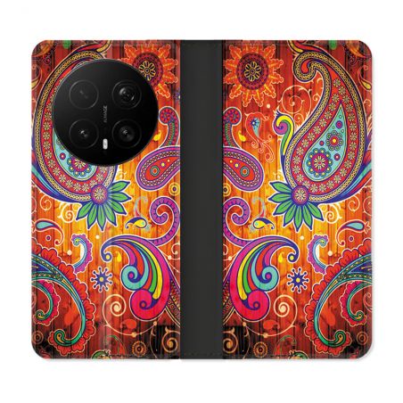 Housse Cuir Portefeuille Pour Honor Magic 8 Pro 5G Fleur Psychedelic
