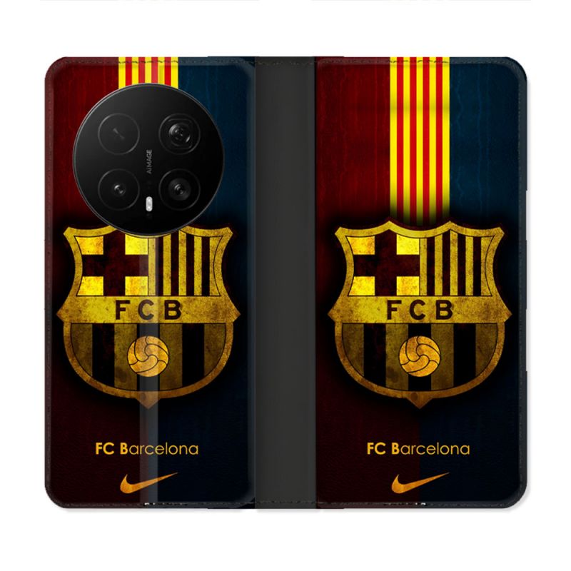 Housse Cuir Portefeuille Pour Honor Magic 8 Pro 5G Foot FC Barcelone Vintage