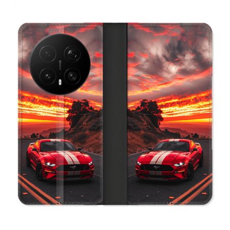 Housse Cuir Portefeuille Pour Honor Magic 8 Pro 5G Ford Mustang GT500 Rouge