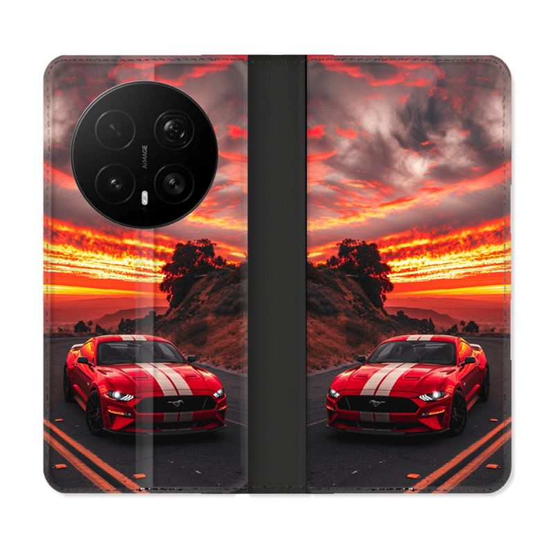 Housse Cuir Portefeuille Pour Honor Magic 8 Pro 5G Ford Mustang GT500 Rouge