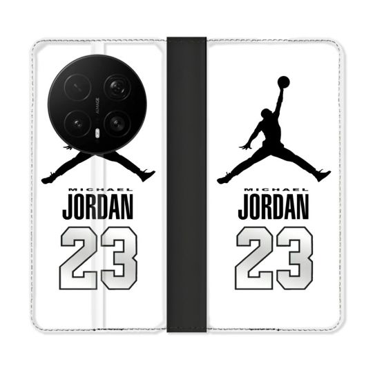 Housse Cuir Portefeuille Pour Honor Magic 8 Pro 5G Jordan 23 Blanc