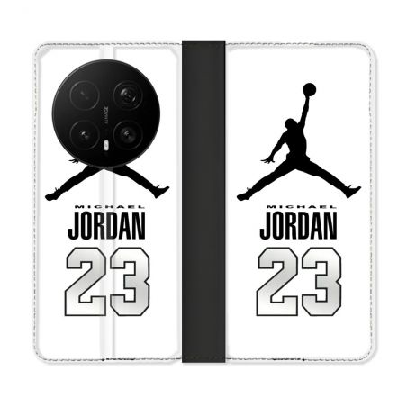 Housse Cuir Portefeuille Pour Honor Magic 8 Pro 5G Jordan 23 Blanc