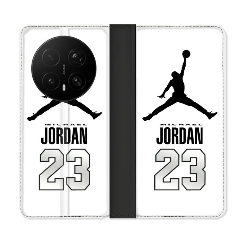 Housse Cuir Portefeuille Pour Honor Magic 8 Pro 5G Jordan 23 Blanc