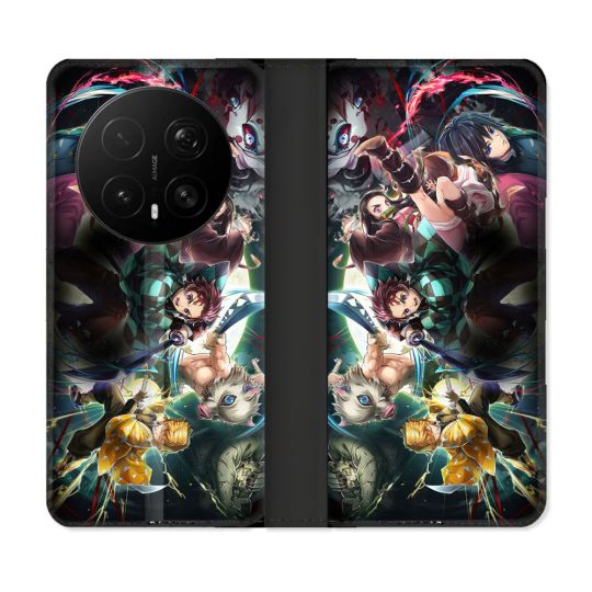 Housse Cuir Portefeuille Pour Honor Magic 8 Pro 5G Manga Demon Slayer Groupe