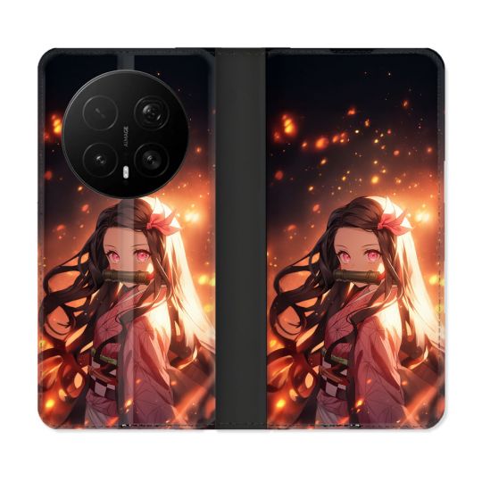 Housse Cuir Portefeuille Pour Honor Magic 8 Pro 5G Manga Demon Slayer Nezuko Rose