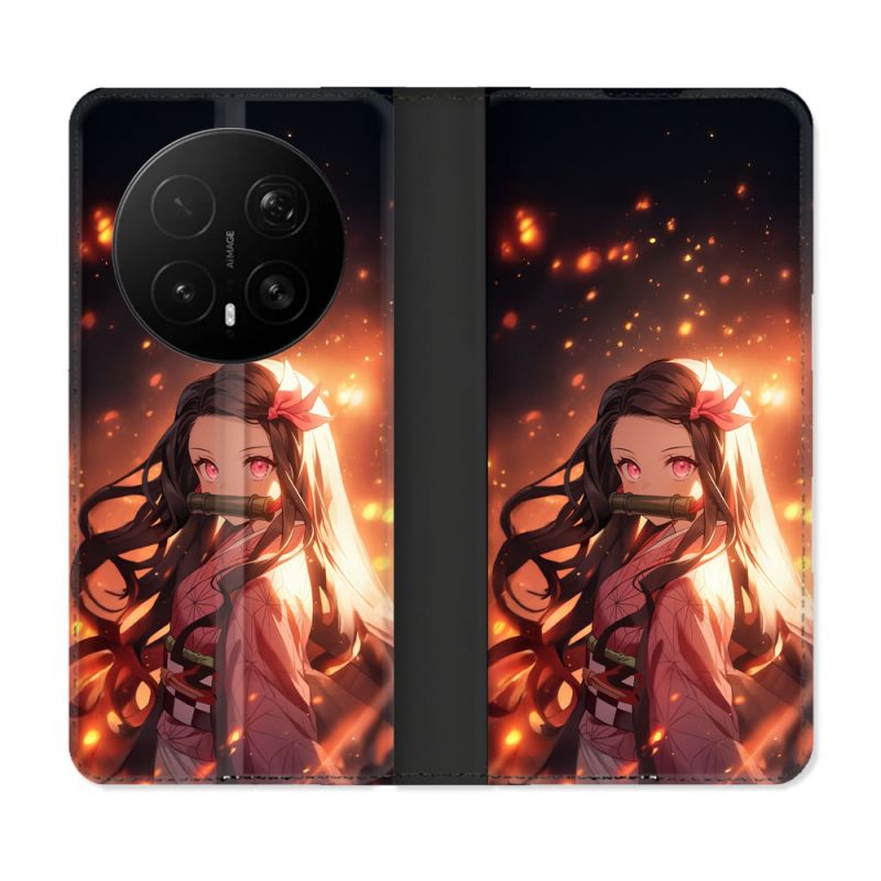 Housse Cuir Portefeuille Pour Honor Magic 8 Pro 5G Manga Demon Slayer Nezuko Rose