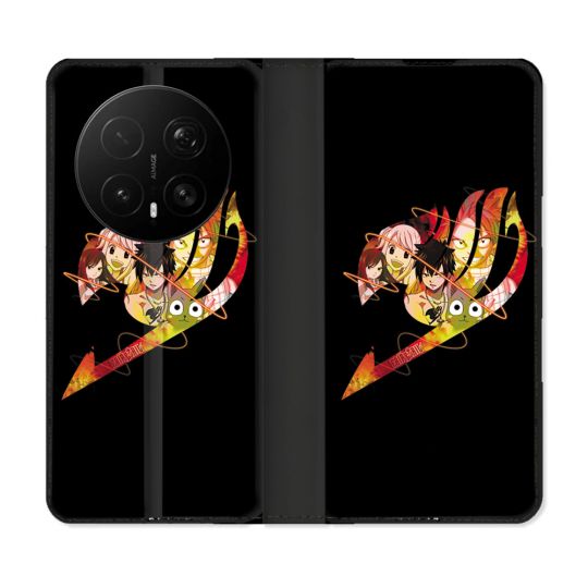 Housse Cuir Portefeuille Pour Honor Magic 8 Pro 5G Manga Fairy Tail Logo Noir
