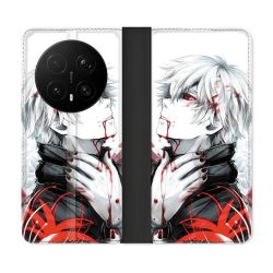 Housse Cuir Portefeuille Pour Honor Magic 8 Pro 5G Manga Tokyo Ghoul Kaneki Blanc