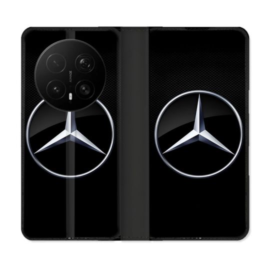 Housse Cuir Portefeuille Pour Honor Magic 8 Pro 5G Mercedes Carbone