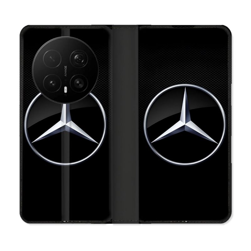 Housse Cuir Portefeuille Pour Honor Magic 8 Pro 5G Mercedes Carbone