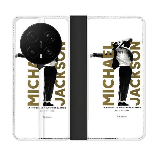 Housse Cuir Portefeuille Pour Honor Magic 8 Pro 5G Michael Jackson Blanc