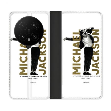 Housse Cuir Portefeuille Pour Honor Magic 8 Pro 5G Michael Jackson Blanc