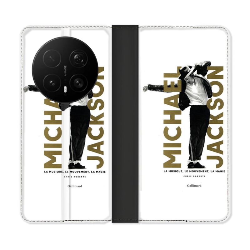 Housse Cuir Portefeuille Pour Honor Magic 8 Pro 5G Michael Jackson Blanc