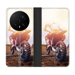 Housse Cuir Portefeuille Pour Honor Magic 8 Pro 5G Moto Cross Soleil
