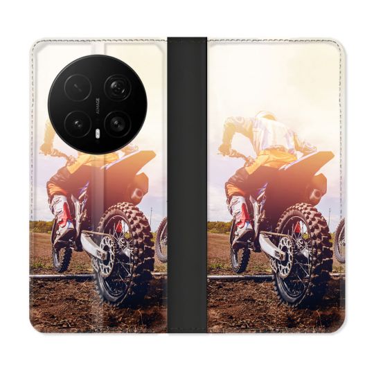 Housse Cuir Portefeuille Pour Honor Magic 8 Pro 5G Moto Cross Soleil