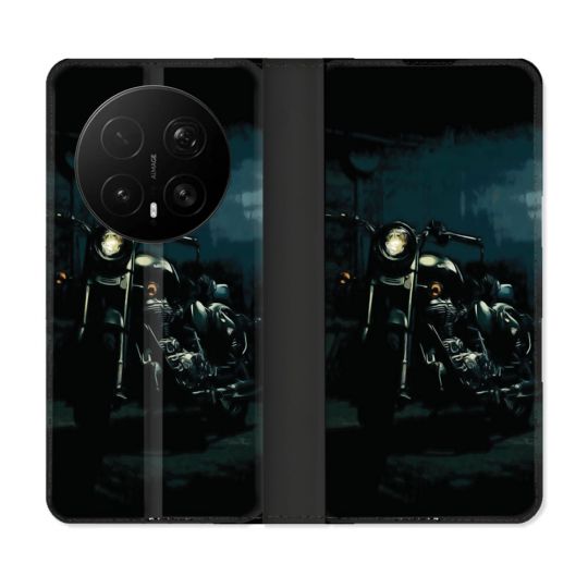 Housse Cuir Portefeuille Pour Honor Magic 8 Pro 5G Moto Harley Vintage