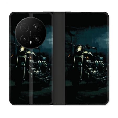 Housse Cuir Portefeuille Pour Honor Magic 8 Pro 5G Moto Harley Vintage