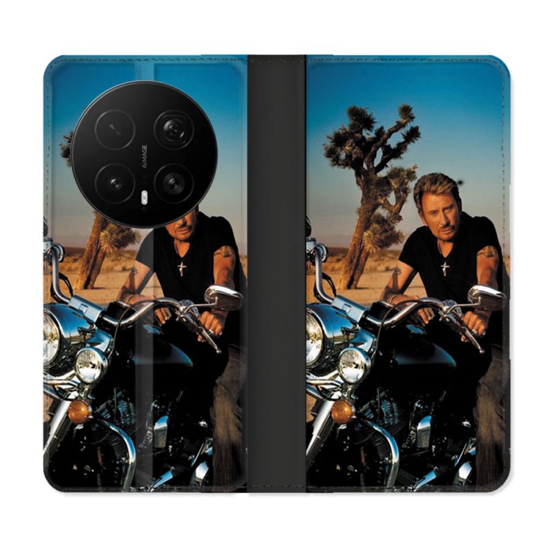 Housse Cuir Portefeuille Pour Honor Magic 8 Pro 5G Musique Johnny Hallyday Moto