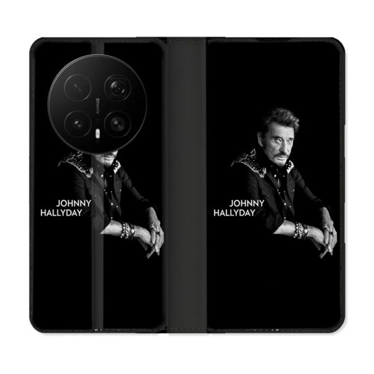 Housse Cuir Portefeuille Pour Honor Magic 8 Pro 5G Musique Johnny Hallyday Noir