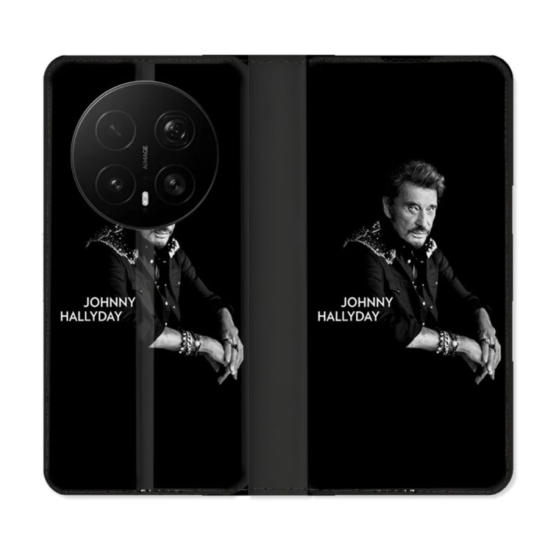 Housse Cuir Portefeuille Pour Honor Magic 8 Pro 5G Musique Johnny Hallyday Noir