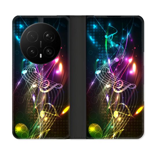 Housse Cuir Portefeuille Pour Honor Magic 8 Pro 5G Musique Partition Multicolore