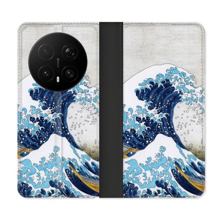 Housse Cuir Portefeuille Pour Honor Magic 8 Pro 5G Peinture La Grande Vague